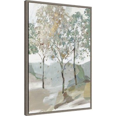 Breezy Landscape Trees II Canvas Print with Sylvie Greywash Frame