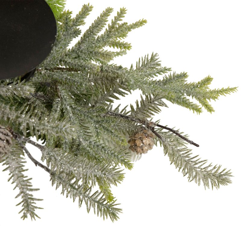 Northlight 26" Triple Candle Holder with Frosted Foliage and Pine Cones Christmas Decor, 5 of 6