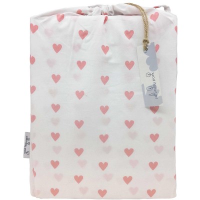 Queen Pink Hearts Organic Cotton Percale Sheet Set