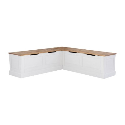 Tobin Backless Corner Breakfast Nook Natural/White - Linon
