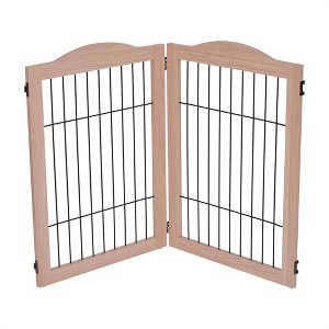 Arf Pets Freestanding Dog Gate, 2-Panel Extension, 360° Foldable Dog Gate 40"W x 31.5"H - Walnut - 1 of 4