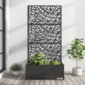 SpassWay 72"H Metal Planter Box with Trellis Raised Garden Bed with Arbor Privacy Screen with Wheels - 1 of 4