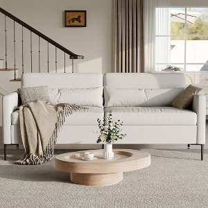 80" Comfortable Sofa, Metal Leg 3-Seater Sofa, Deep Seat Sofa, Linen Modern Sofa for Living Room, Apartment, Office - 1 of 4
