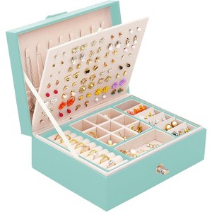 Pink Jewelry Organizer Box for Teens with Earring Holder and Storage - 1 of 4
