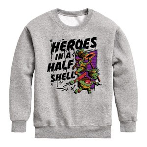 Boys' - Teenage Mutant Ninja Turtles Mutant Mayhem - Heroes In A Half Shell Graphic Long Sleeve Fleece Sweatshirt - 1 of 4