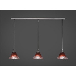 Toltec Lighting Any 3 - Light Chandelier in  Brushed Nickel with 7" Raspberry Crystal Shade - 1 of 1