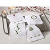 Saro Lifestyle Embroidered Santa Claus Christmas Holiday Hemstitched Trim Border Linen Cotton Guest Towel - Set of 4 - 2 of 2