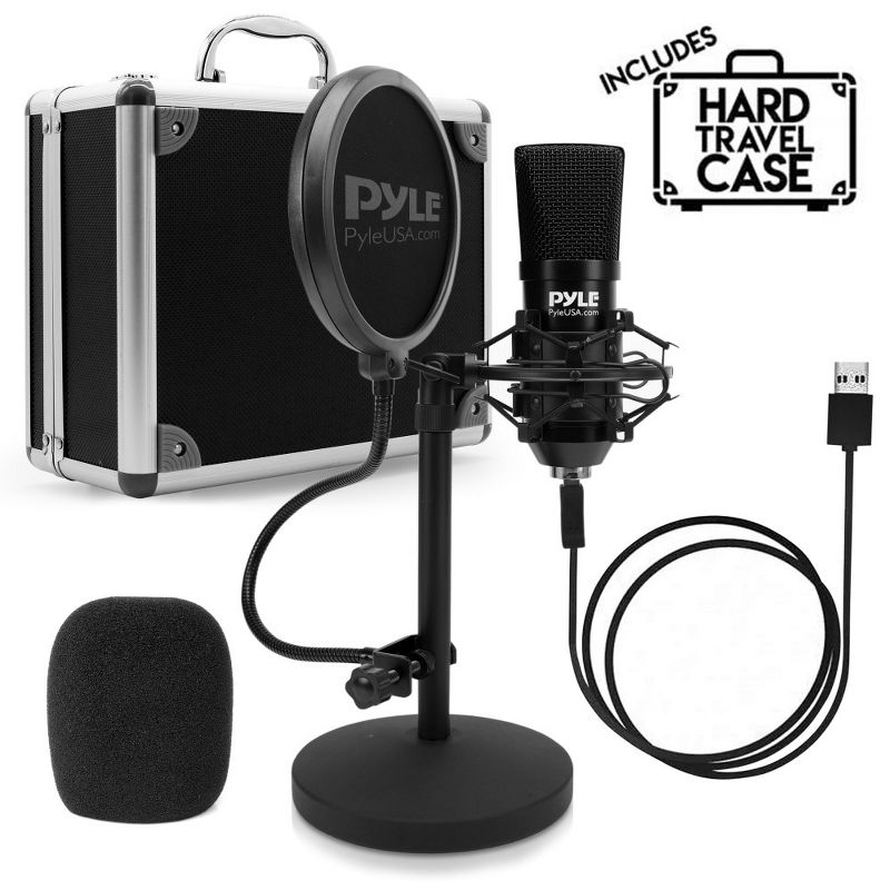Pyle USB Microphone Podcast Recording Kit - Black, 1 of 11