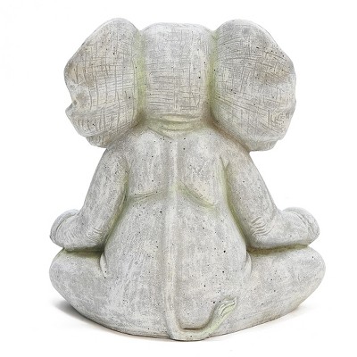 16.93" Gray Meditating Elephant MgO Garden Statue