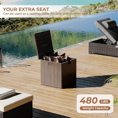 Resin Outdoor Storage Box,Waterproof Plastic Deck Box with Lockable Lid,Weather Resistant Outdoor Storage Container for Yard Porch Patio