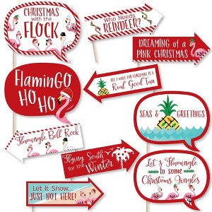 Big Dot of Happiness Funny Flamingle Bells - Tropical Flamingo Christmas Photo Booth Props Kit - 10 Piece - 1 of 4