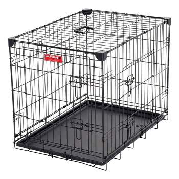 Lucky Dog Dwell Series 24 Inch Small Lightweight Kennel Secure Fenced Pet Dog Crate w/Divider Panels, Sliding Doors, and Removable Tray, Black