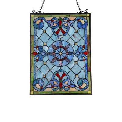 Anelisa Victorian Multi-Colored Stained Glass Window Panel 18" x 25"