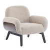 ModernLuxe Accent Chair, Cozy Upholstered Armchair, Wooden Single Sofa Lounge Chair, Khaki - 3 of 4