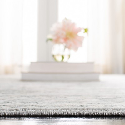 Isabella Light Grey and Cream Hand-Knotted Synthetic Area Rug