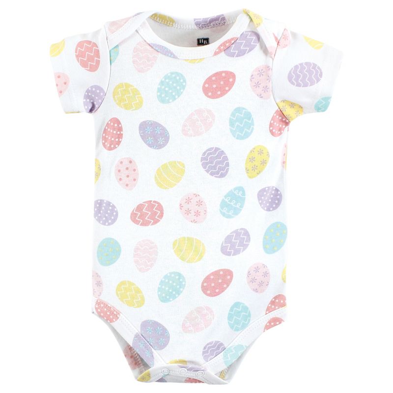 Hudson Baby Infant Girl Cotton Bodysuits, Happy Easter, 4 of 6