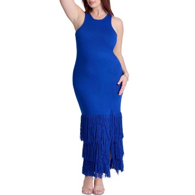 ELOQUII Women's Plus Size Fringe Maxi Dress