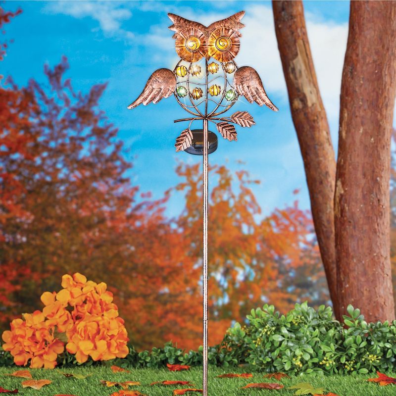 Collections Etc Solar Owl Metal Garden Stake with Glass Bead Accents, 3 of 4