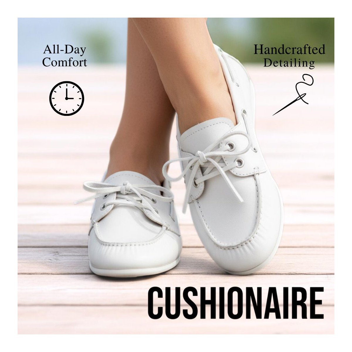 Женские туфли CUSHIONAIRE Women's Anchor Boat Shoe – Classic Slip-On Moccasin Loafer with Nautical Detailing + Memory Foam White Smooth 11 — фото 6