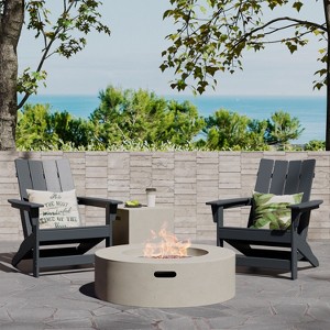 Christopher Knight Home Encino Outdoor Acacia Wood Adirondack Chairs with Circular Fire Pit Table - 1 of 4