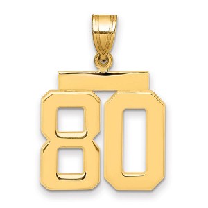 Black Bow Jewelry 14k Yellow Gold, Athletic Collection Medium Polished Number 80 Pendant - 1 of 3