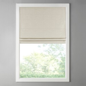 Vynxaria 35"Wx64"L Printed Faux Silk Room Darkening Cordless Roman Shade,Ivory(Only 1 PC) - 1 of 4