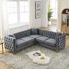 NicBex Velvet Corner Sofa,L-Shaped Sectional Couch with 3 Cushions for Living Room,Apartment,Office,Gray - 2 of 4