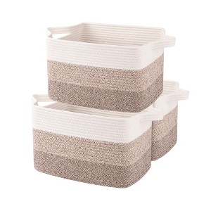Itopfox Woven Storage Basket, Cotton Rope Basket for Toys, Towels, Bathroom, Living Room, Bedroom - Pack of 3, Gradient Yellow - 1 of 4