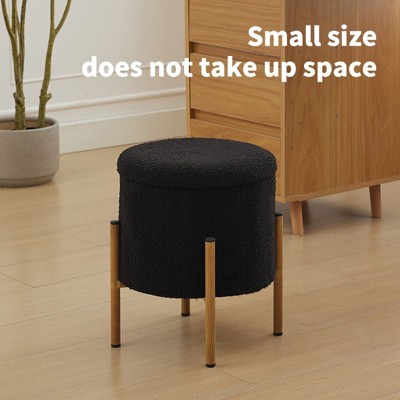 NicBex Modern Round Storage Ottoman with Metal Base, Ottoman Footstool with Removable Lid Storage Ottoman for Living Room, Makeup Room