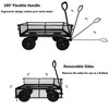 Steel Garden Cart, Heavy Duty 300 LBS Folding Utility Wagon with Removable Sides to Convert into Flatbed, Mesh Lawn Cart with 180° Rotating Handle - 3 of 4
