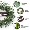 20" Eucalyptus Wreaths for Front Door, Spring Wreath Green Eucalyptus Wreath with Wood Welcome Sign - 4 of 4