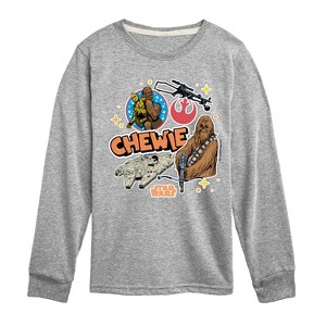 Boys' - Star Wars - Chewie Stickers Long Sleeve Graphic T-Shirt - 1 of 4