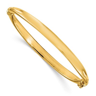 Black Bow Jewelry 5.6mm 14k Yellow Gold Polished Hinged Bangle Bracelet