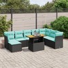 vidaXL 9 Piece Patio Sofa Set with Cushions Black Poly Rattan - Black without storage - 2 of 4