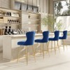 PexFix 2Pcs Bar Stools Velvet Counter Height Bar Stools with Metal Legs Button Tufted and Nailheads Trim Wing-Back Bar Chairs Blue - 2 of 4