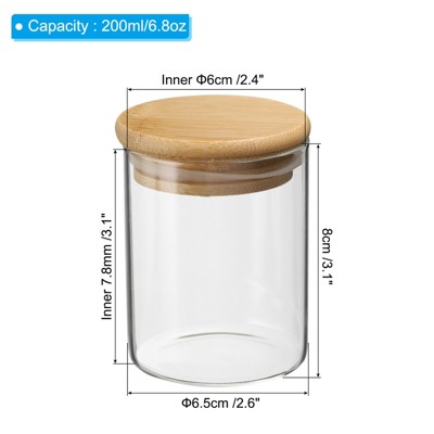 Unique Bargains Kitchen Food Storage Glass Jar with Airtight Bamboo Lid 2 Pcs 8x6.5cm — фото 2