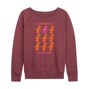 Women's - Dr. Seuss - I'll Be Famous Lightweight French Terry Wide Neck Long Sleeve Shirt - 1 of 4