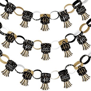 Big Dot of Happiness Adult 40th Birthday - Gold - 90 Chain Links and 30 Paper Tassels Decoration Kit - Birthday Party Paper Chains Garland - 21 feet - 1 of 4