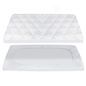 Aoibox Waterproof Quilted Pack and Play Mattress Pad Cover Soft Absorbent Fits 27x39 Portable Mini Crib Mattress - 1 of 4