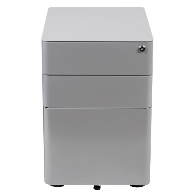Modern Gray 3-Drawer Mobile Locking Filing Cabinet