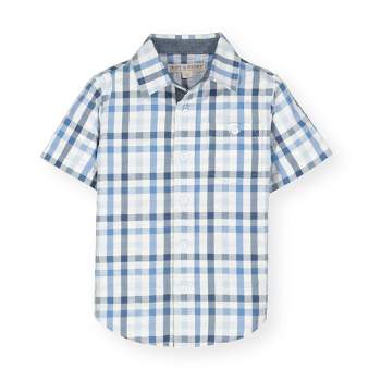 Hope & Henry Boys' Organic Seersucker Short Sleeve Button Down Shirt, Infant