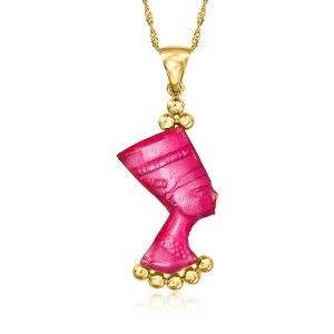 Ross-Simons Italian Purple Venetian Glass Nefertiti Pendant Necklace in 18kt Gold Over Sterling Size - 1 of 4