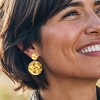 Ross-Simons Italian 18kt Gold Over Sterling Satin and Polished Disc Drop Earrings - 2 of 4