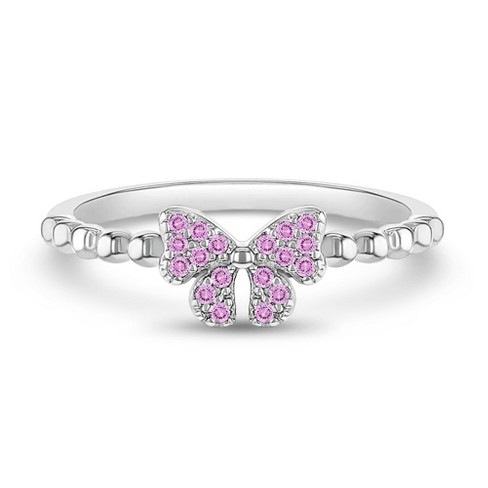 Girls\' Cz Bow Sterling Silver Ring - 4 - In Season Jewelry : Target