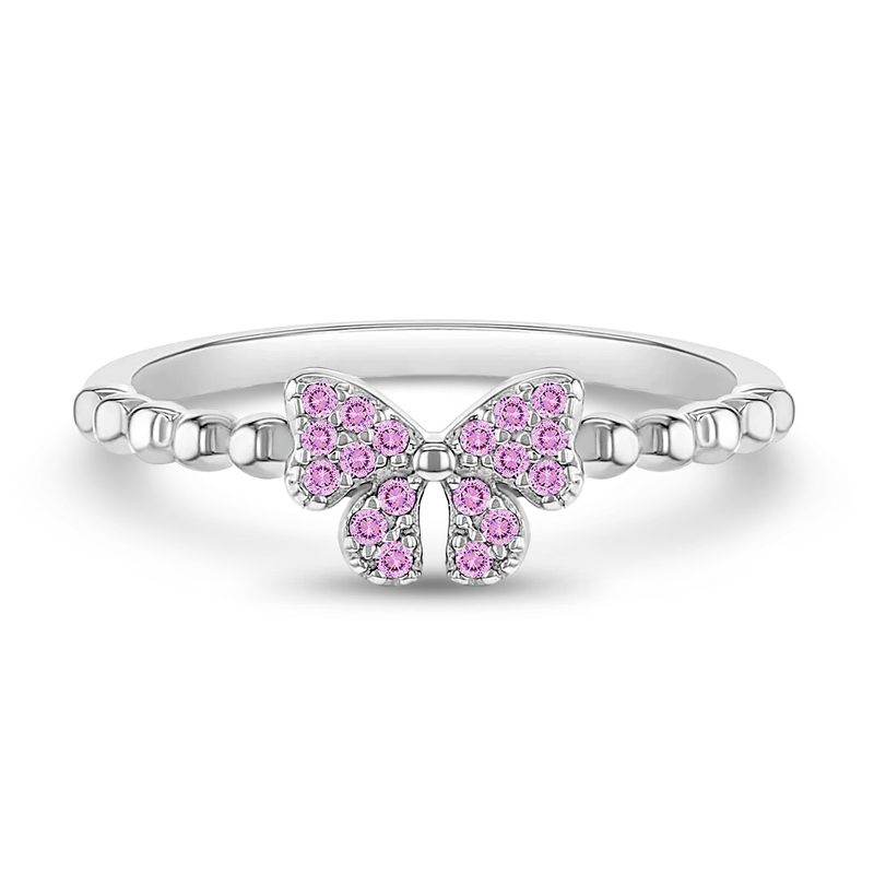 Girl's CZ Bow Sterling Silver Ring - In Season Jewelry, 1 of 6