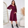Womens Maternity High Waist V Neck Lantern Sleeve Casual Elegant Baby Shower Dress - 4 of 4