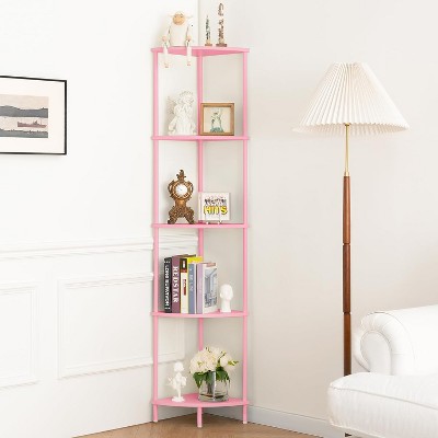 Corner Shelf Stand, 5-Tier Bookshelf, 65" Tall Shelves for Bedroom, Living Room, Narrow Display Shelf Bookcase