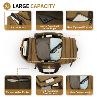 Unique Bargains Expandable Multi-Compartment Duffel Bag for 3-5 Day Trips Coffee — фото 3