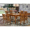 HomeStock 9-Piece Square Saddle Brown Finish Solid Wood Top Dining Table with 8-Chairs - 2 of 4