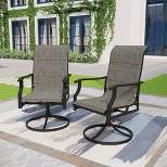 2pk Steel Patio 360 Swivel Padded Arm Chairs with Sling Seat & Back - Captiva Designs